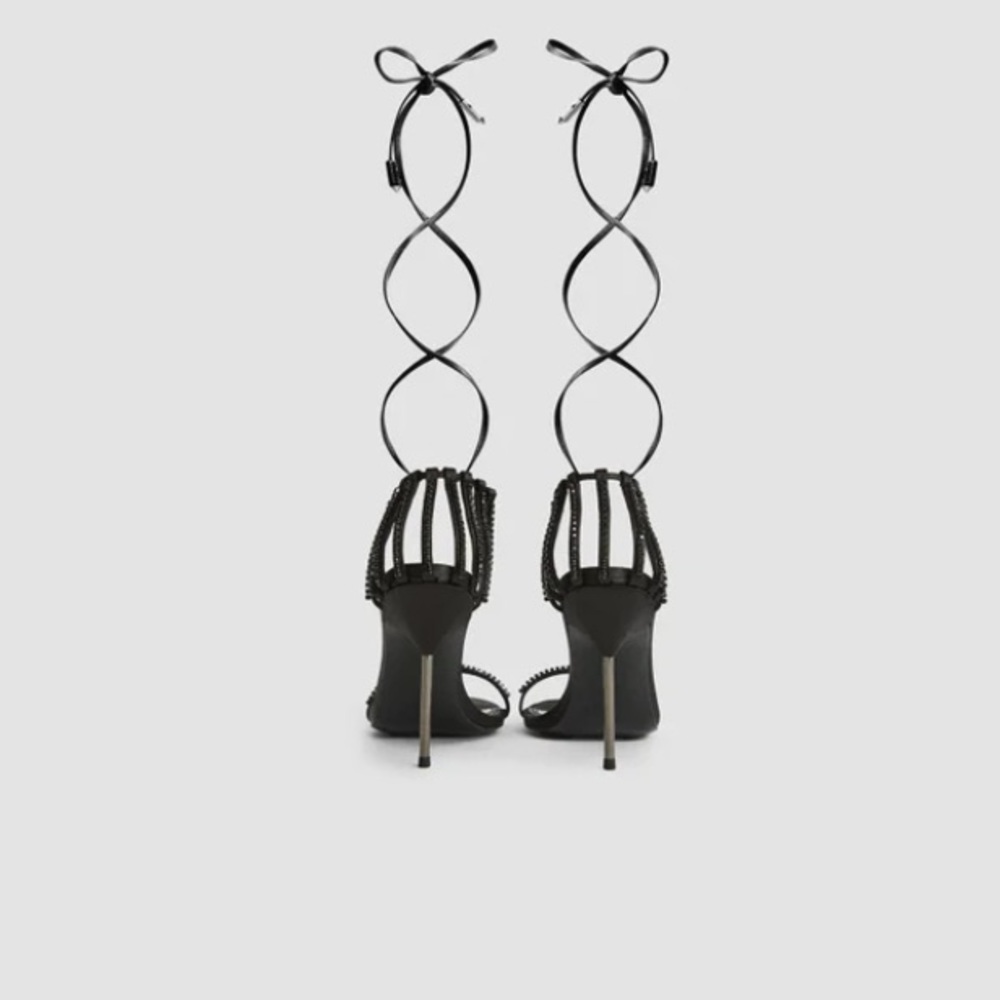Reiss Black Satin Heels - Picture 3 of 6
